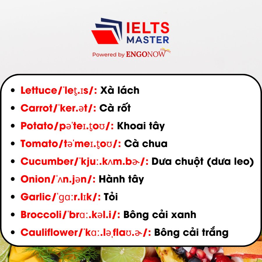 vocabulary vegetable