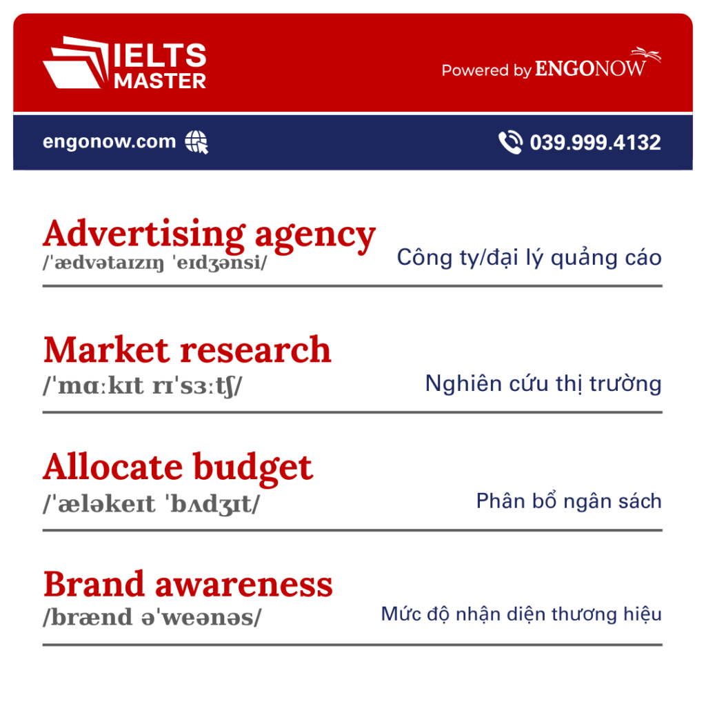từ vựng collocations chủ đề Advertising