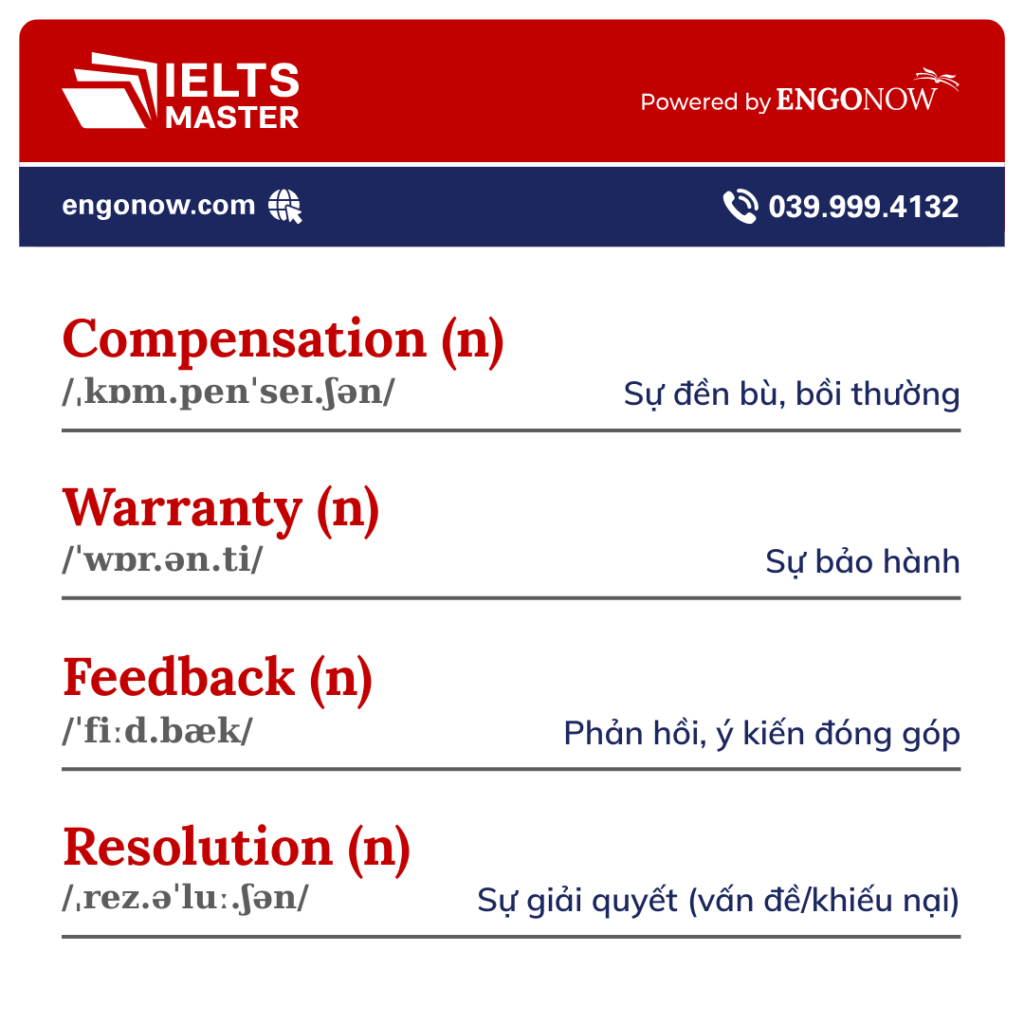 từ vựng tiếng Anh chủ đề service