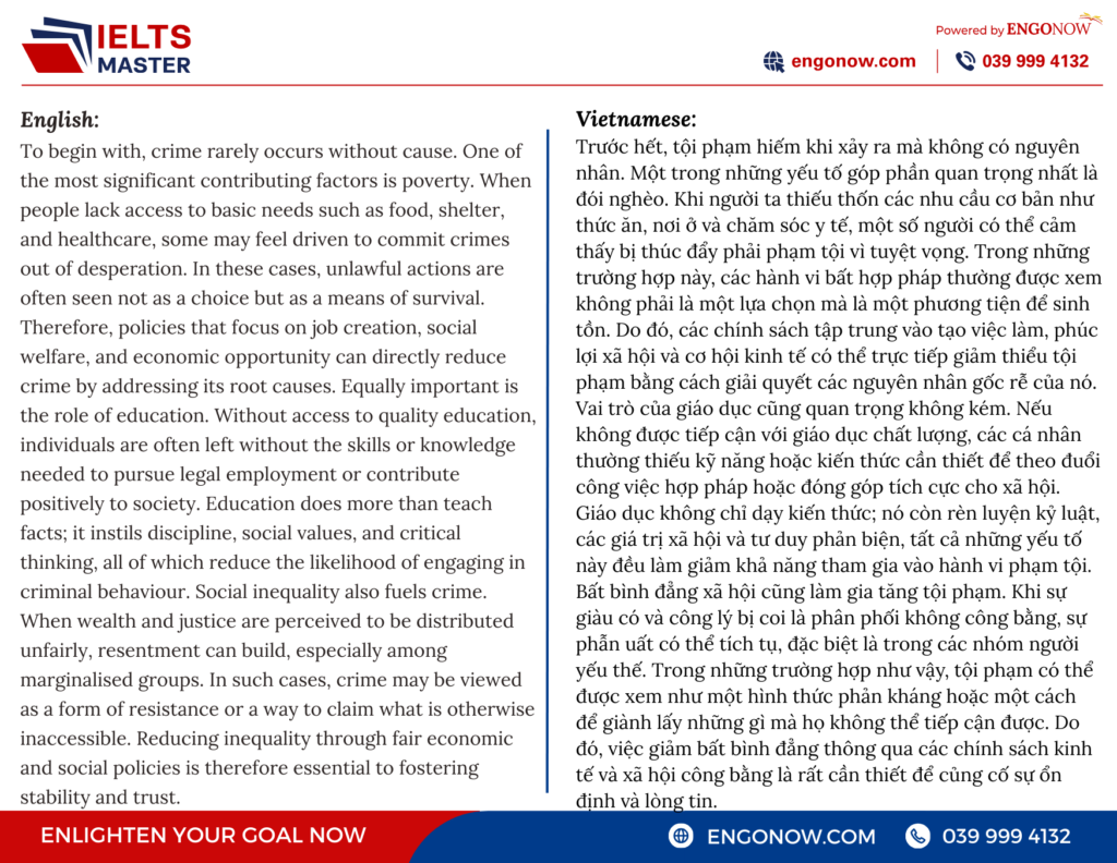 bài mẫu IELTS Writing Task chủ đề Crime